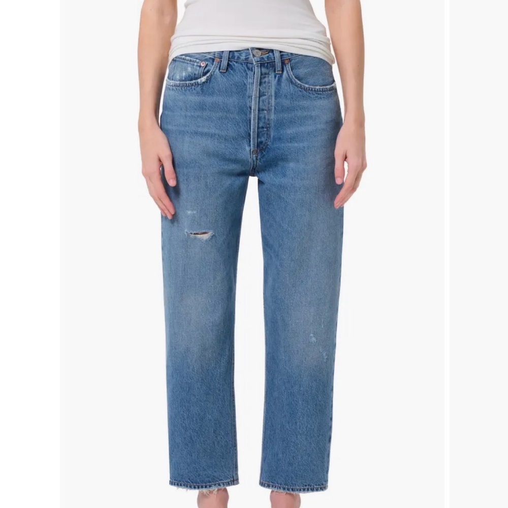 Agolde Light Blue High-Rise Straight Jeans